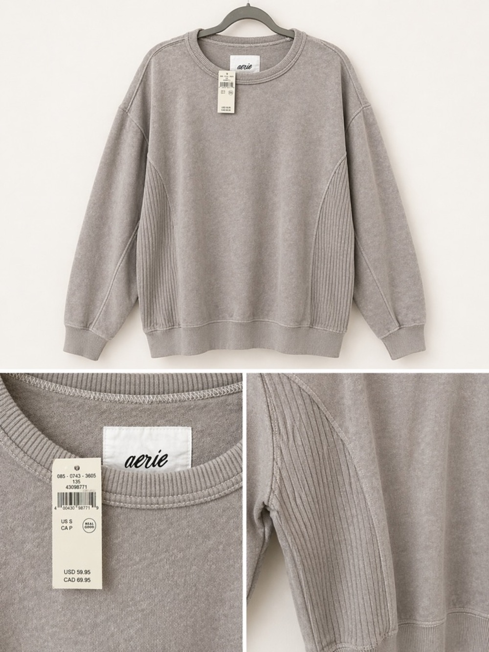 Aerie nwt small tres chic tan oversized sweatshirt